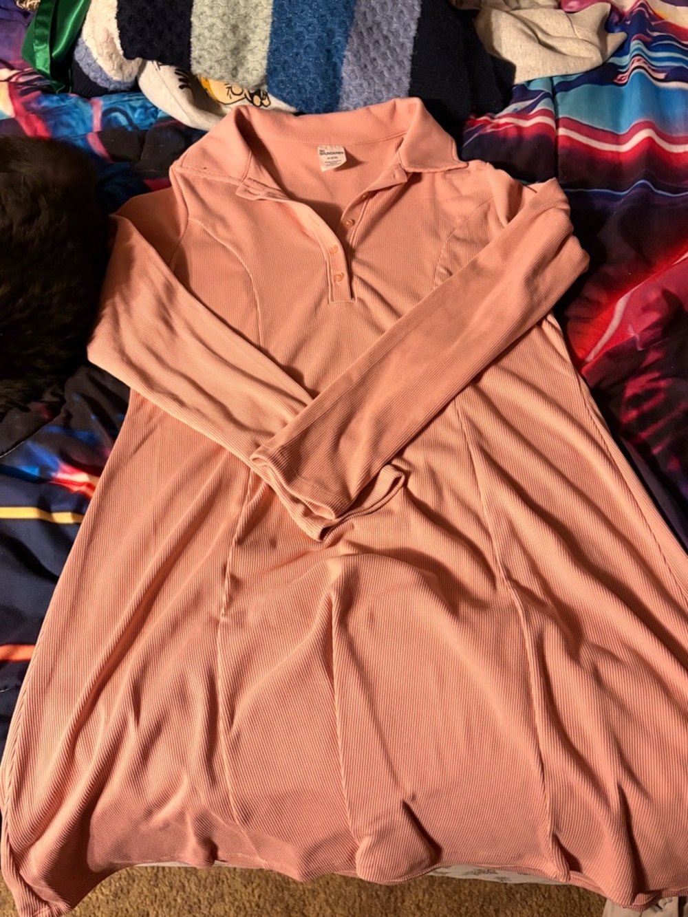 No Boundaries Ribbed Polo Top in Peach